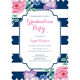 Navy Vintage Flower Graduation Invitations Image 5 of 5